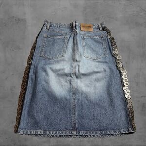 Moschino Denim Midi Skirt Coin Embellishment